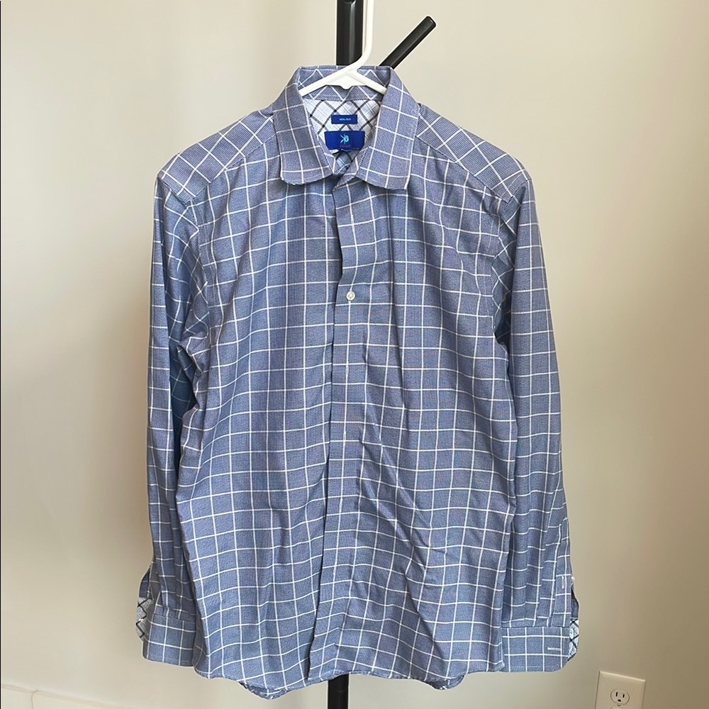 Egara Blue and White Casual Button Down Shirt